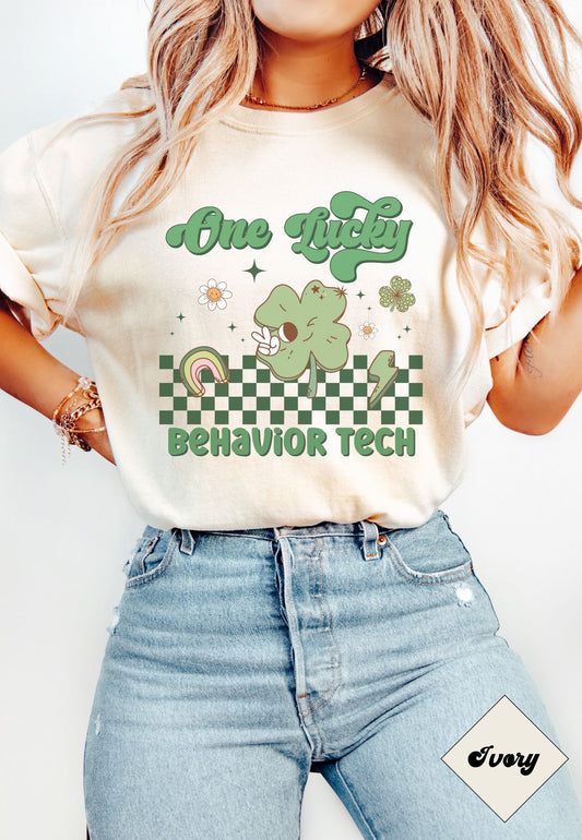 St. Patrick's Day RBT Shirt, Behavior Tech Spring Tee, One Lucky Behavior Tech