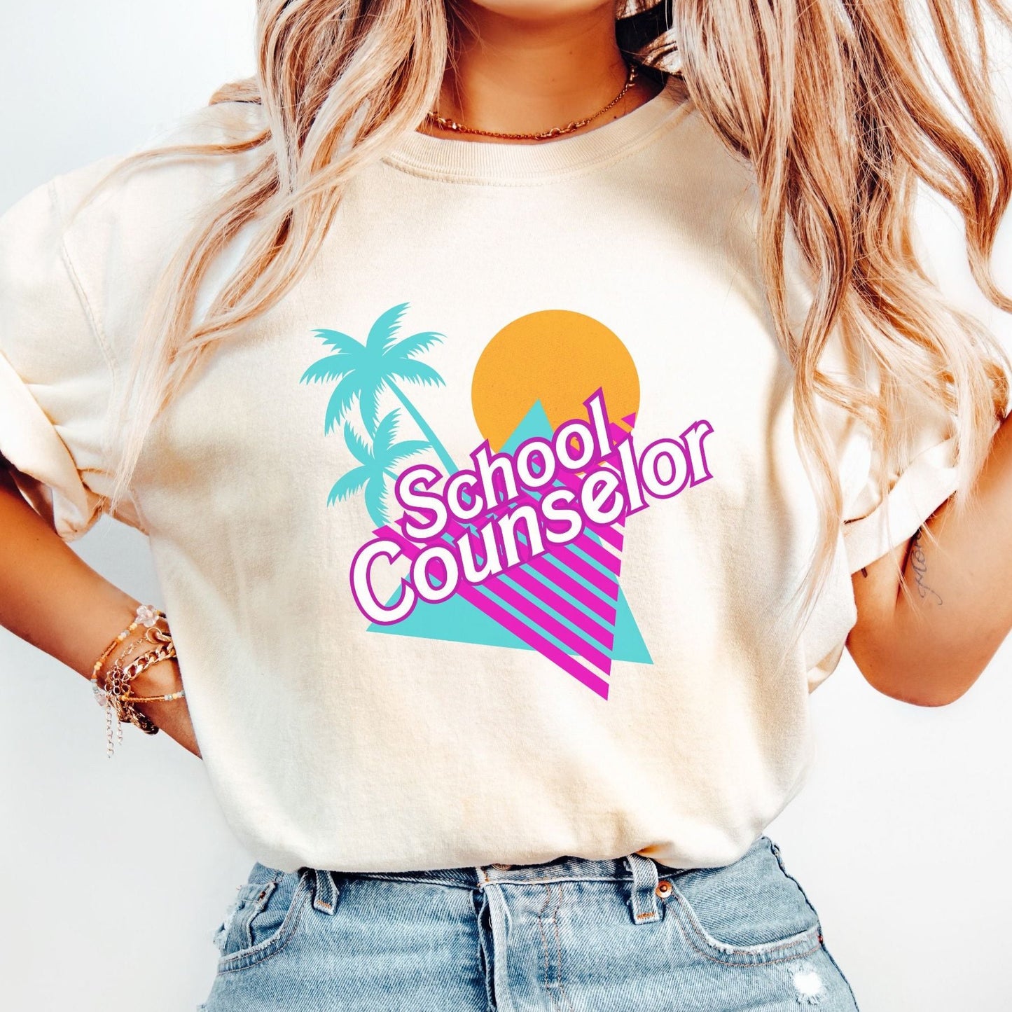 Comfort Colors 90s School Counselor Tee, Malibu school counselor graphic Tee, gift for school counselor