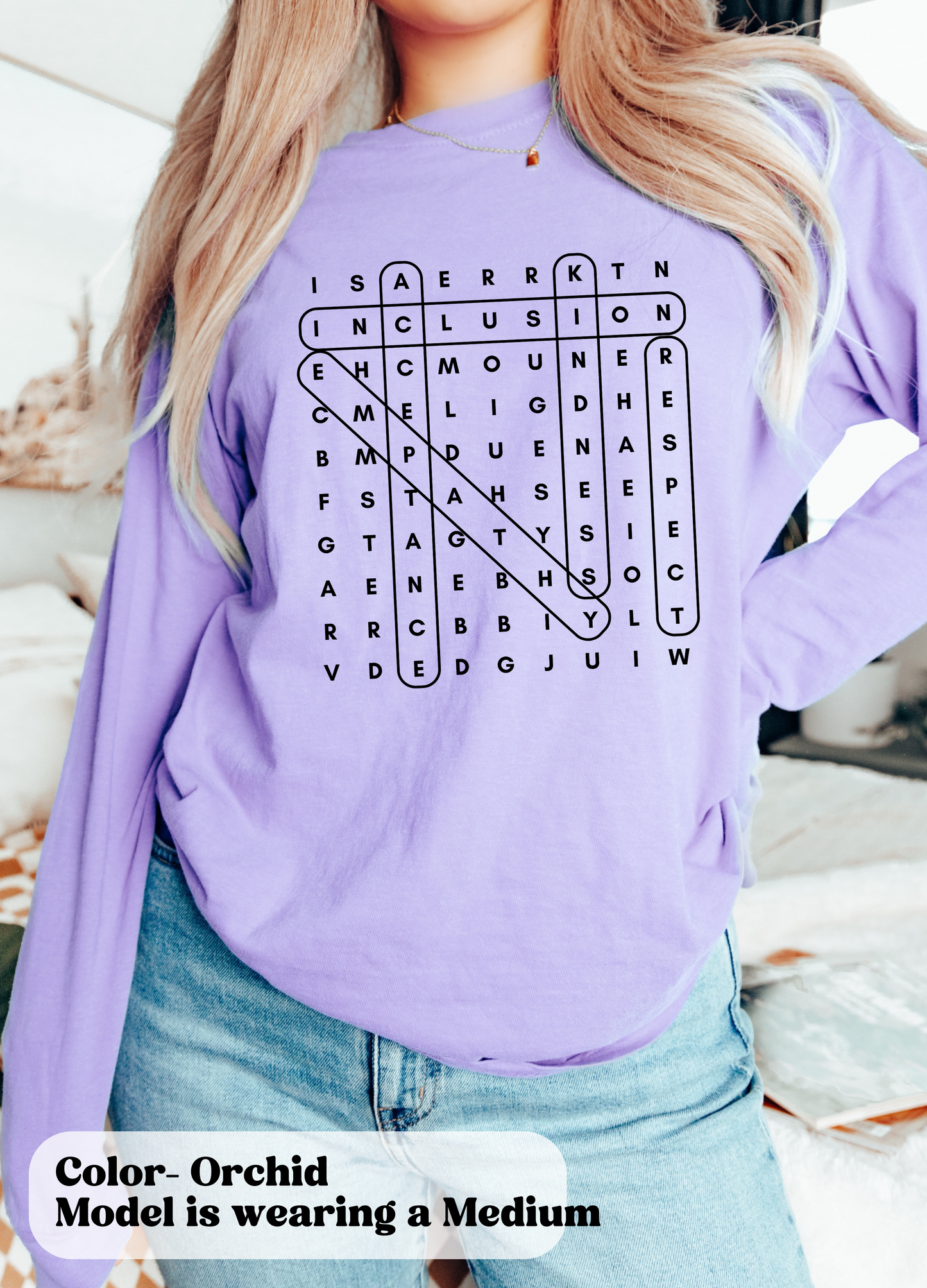 Inclusion and Acceptance Word Search Long Sleeve Shirt, Special Education Advocacy Tee, Shirt for Teacher Therapist Advocate