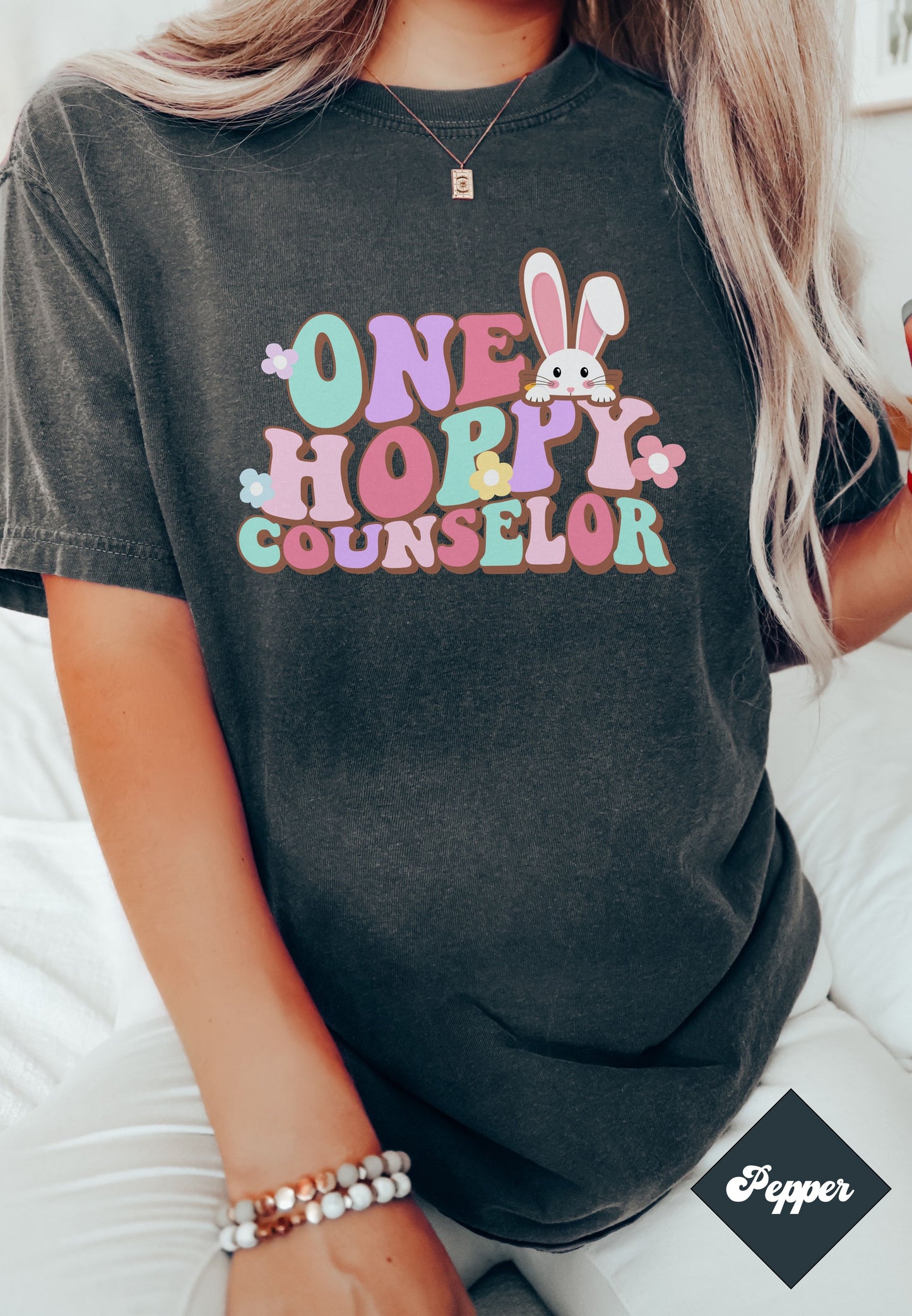 One Hoppy Counselor, Comfort Colors Spring Counselor Shirt, School Counselor Tee, School Counselor Easter T-Shirt