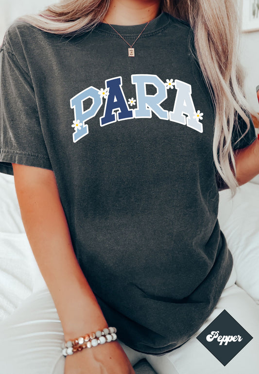 Varsity Para T-Shirt, Floral Para educator tee, Gift for Para, Para Professional Shirt, Unisex Comfort Colors® 1717