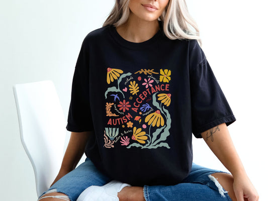 Autism Acceptance Floral Botanical T-Shirt