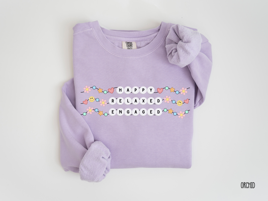 Happy Relaxed Engaged Sweatshirt, ABA Therapist Crewneck, Gift for Rbt Bcba, Behavior Analyst Apparel