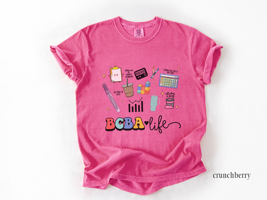 Comfort Colors BCBA Life Essentials Shirt, Retro ABA Tee, Gift for Behavior Analyst