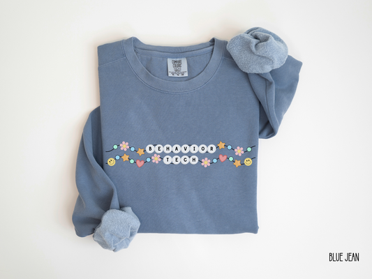 Friendship Bracelet Behavior Tech sweatshirt, Comfort Colors aba therapy crewneck, gift for rbt, behavior therapy