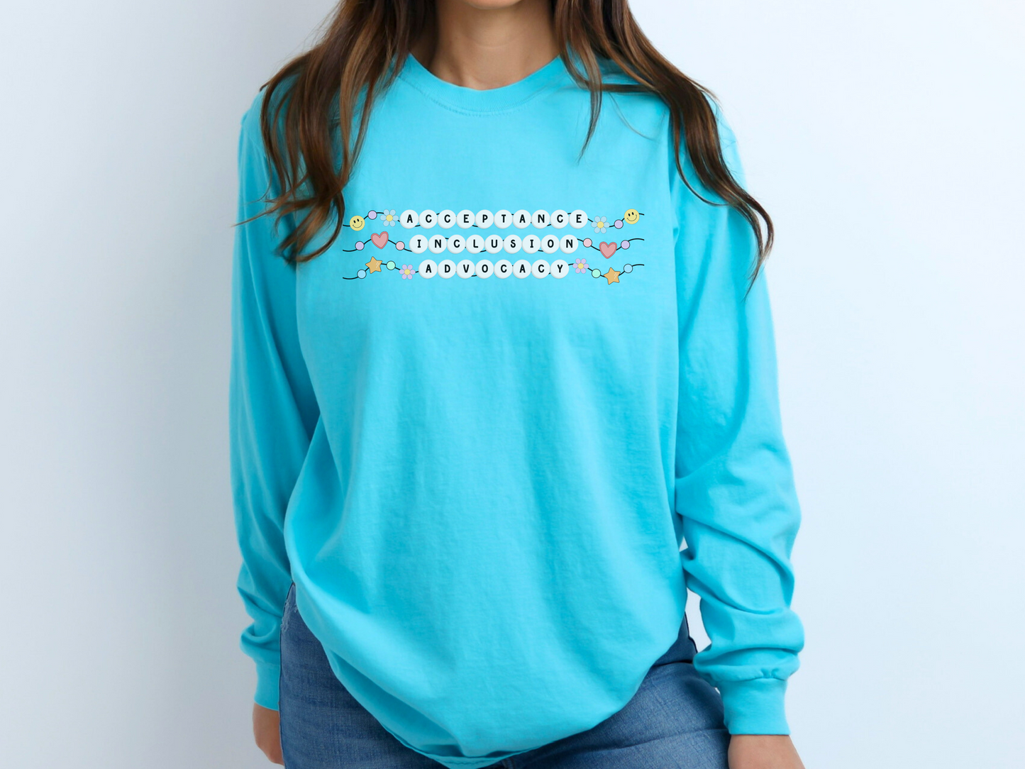 Inclusion and Acceptance Friendship Bracelet Long Sleeve T-Shirt, Special Education Advocacy Tee, Shirt for Teacher Therapist Advocate