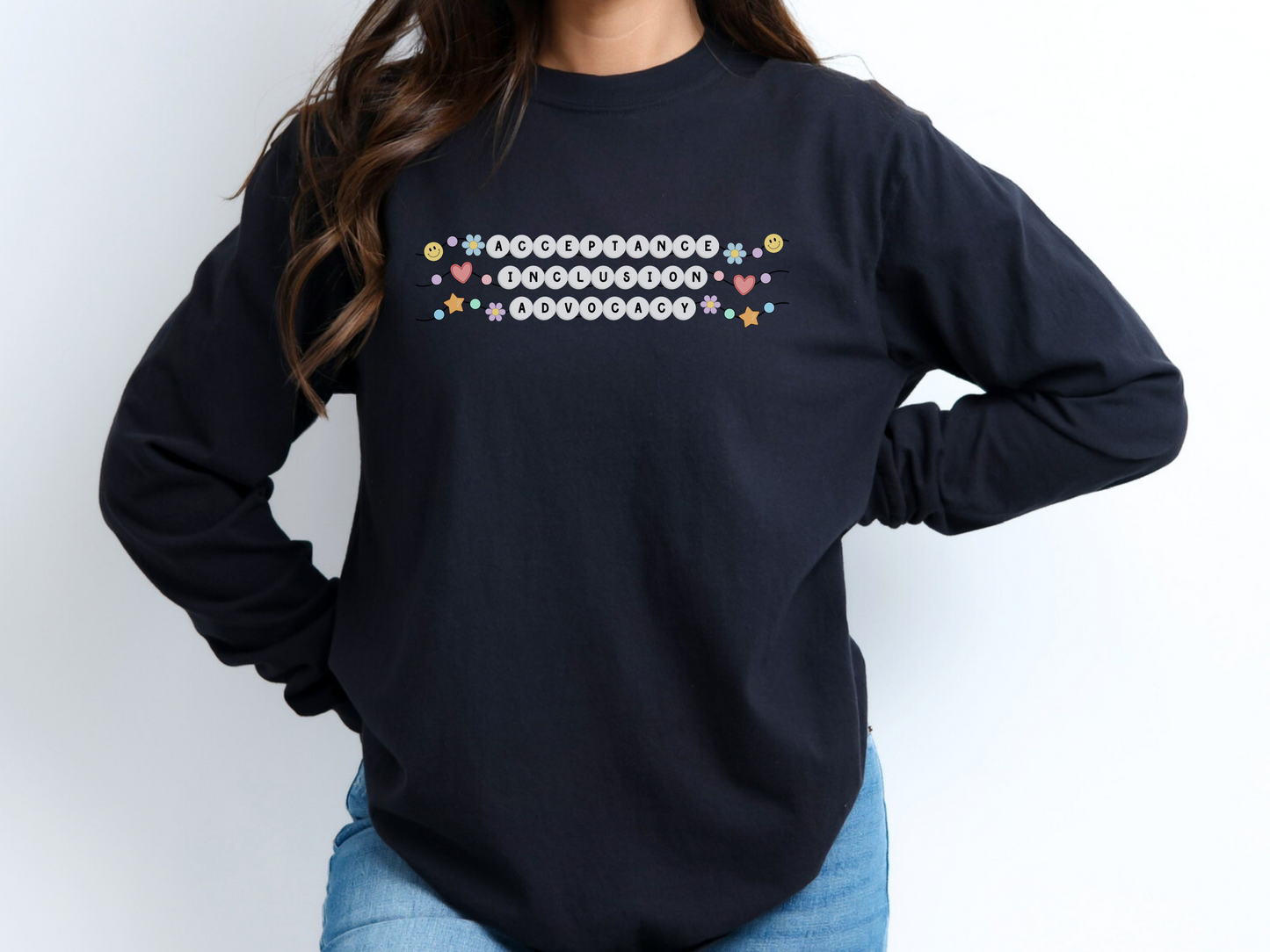 Inclusion and Acceptance Friendship Bracelet Long Sleeve T-Shirt, Special Education Advocacy Tee, Shirt for Teacher Therapist Advocate