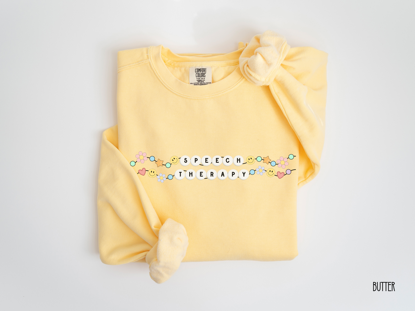 Comfort Colors Speech Therapy Friendship Bracelet Sweatshirt, SLP SLPA graphic crewneck, gift for speech language pathologist / assistant