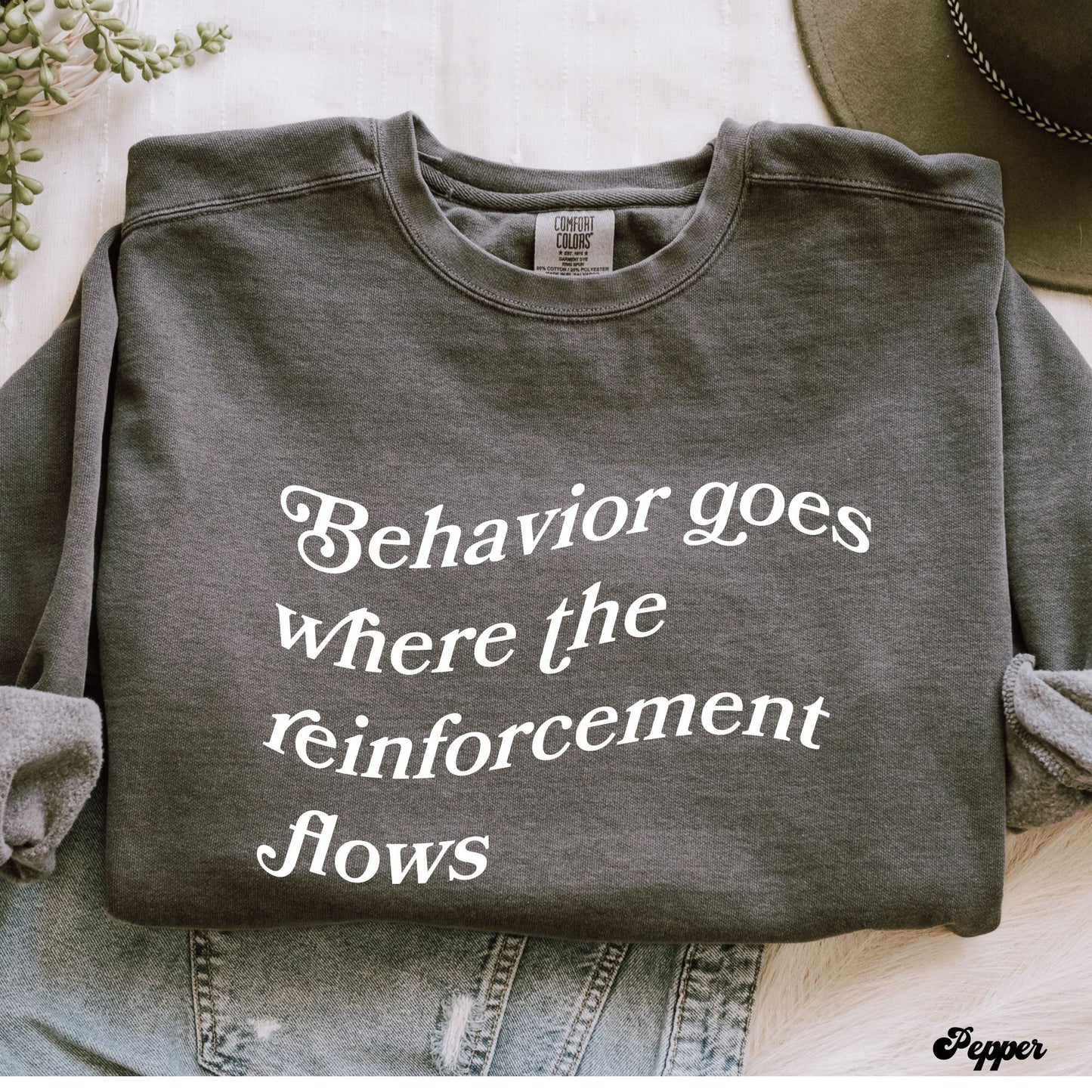 Comfort Colors Behavior Goes where the reinforcement flows Tee, bcba shirt rbt, gift for aba therapist