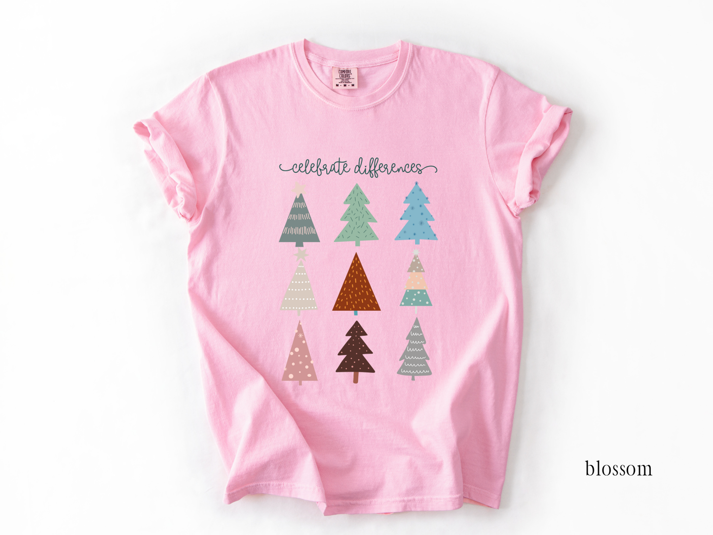 Christmas Celebrate Differences T-shirt, Inclusion and Acceptance Tee, Unisex Garment-Dyed Top, Gift for Teachers