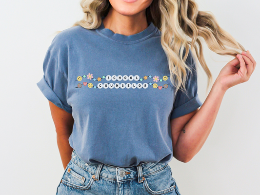 School Counselor Friendship Bracelet Shirt, School Counselor Retro Graphic Tee, Gift For School Counselor