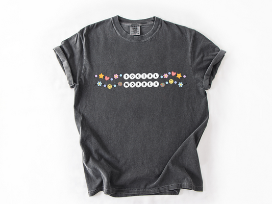 Social Worker Friendship Bracelet Tee, Social Worker Graphic Tee, LCSW Apparel, Gift for Social Worker, Comfort Colors