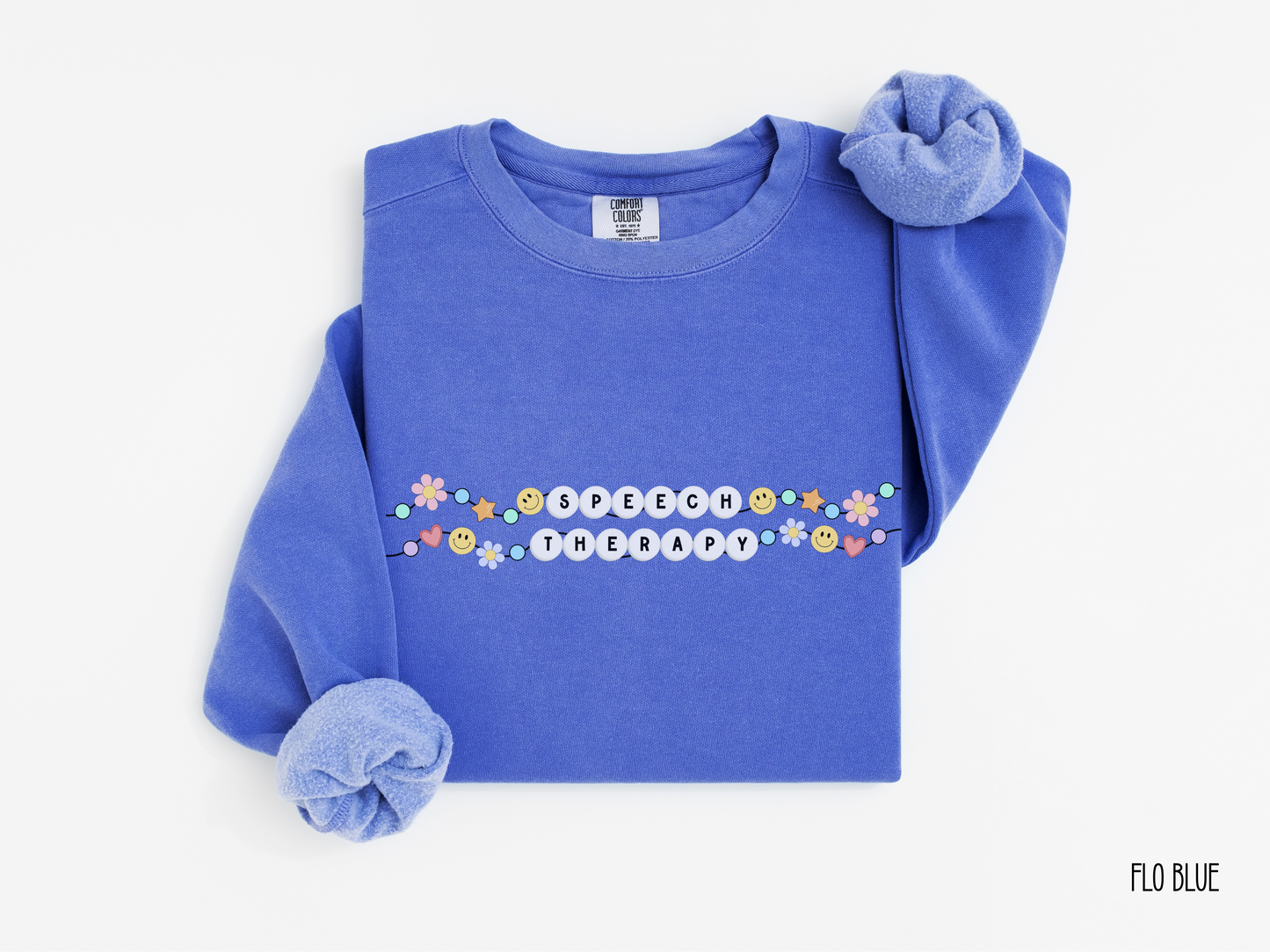 Comfort Colors Speech Therapy Friendship Bracelet Sweatshirt, SLP SLPA graphic crewneck, gift for speech language pathologist / assistant