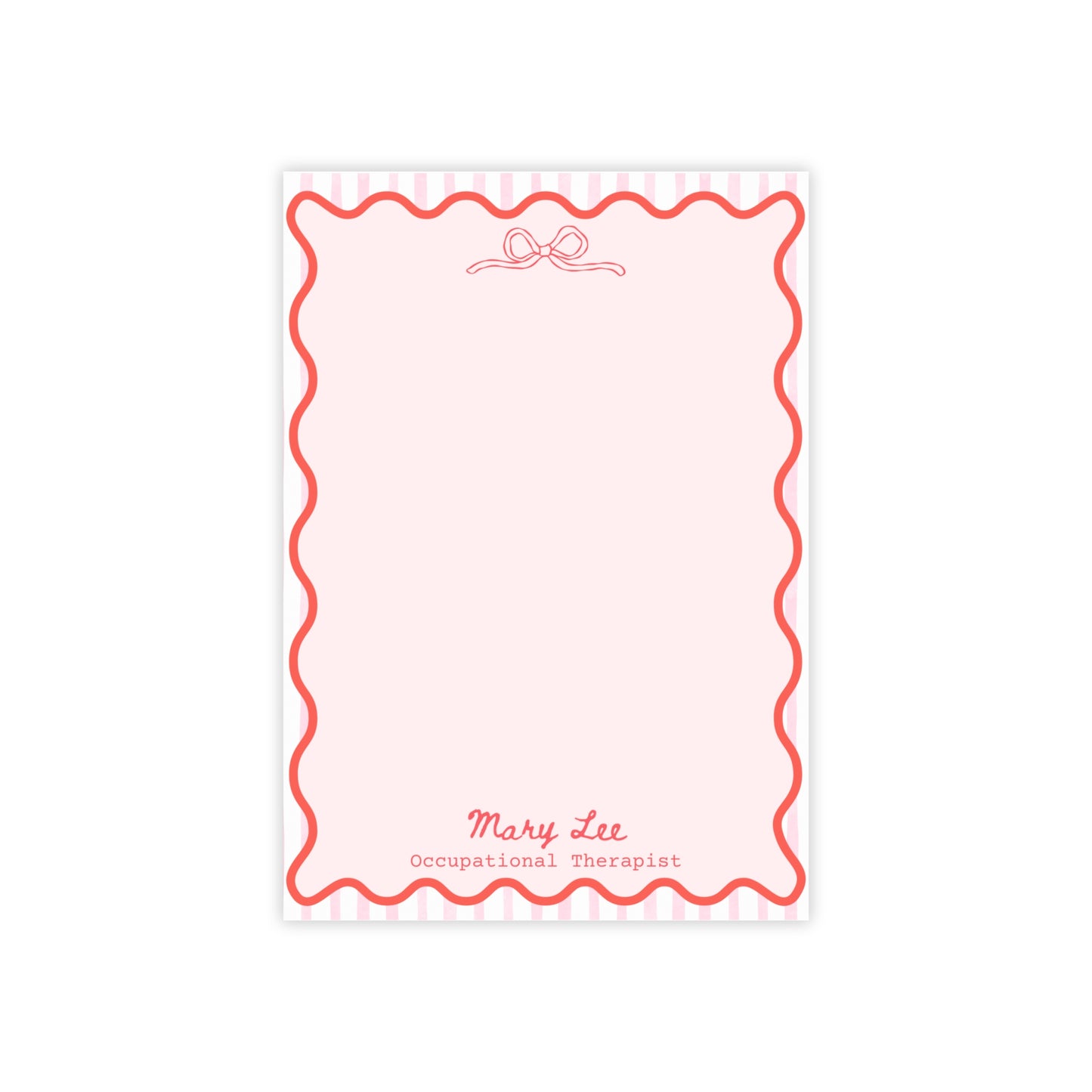 Personalized Occupational Therapist Post-it® Notes, Pink Bow OT Name Sticky Notes, Gift for Ot Ota