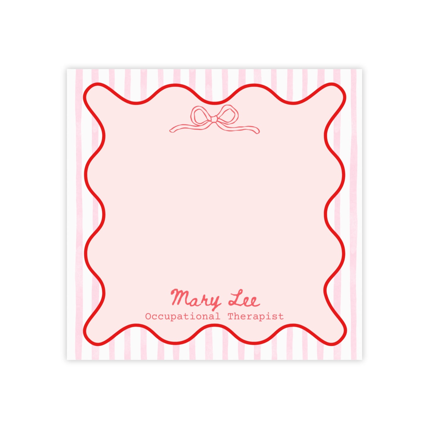Personalized Occupational Therapist Post-it® Notes, Pink Bow OT Name Sticky Notes, Gift for Ot Ota