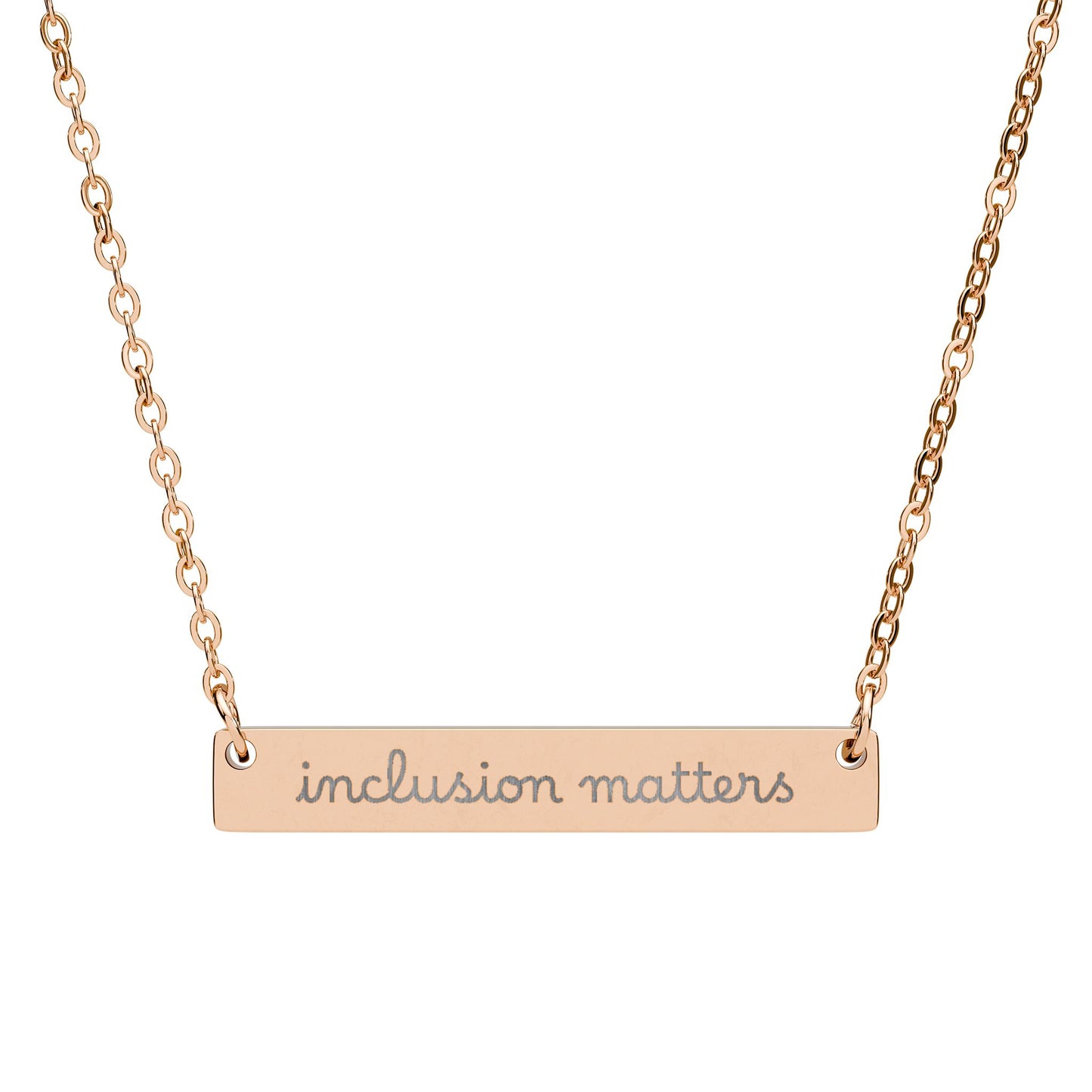 Inclusion Matters Pendant - Engraved Bar Necklace, Unisex Jewelry for Support and Inclusion, Minimalist Design