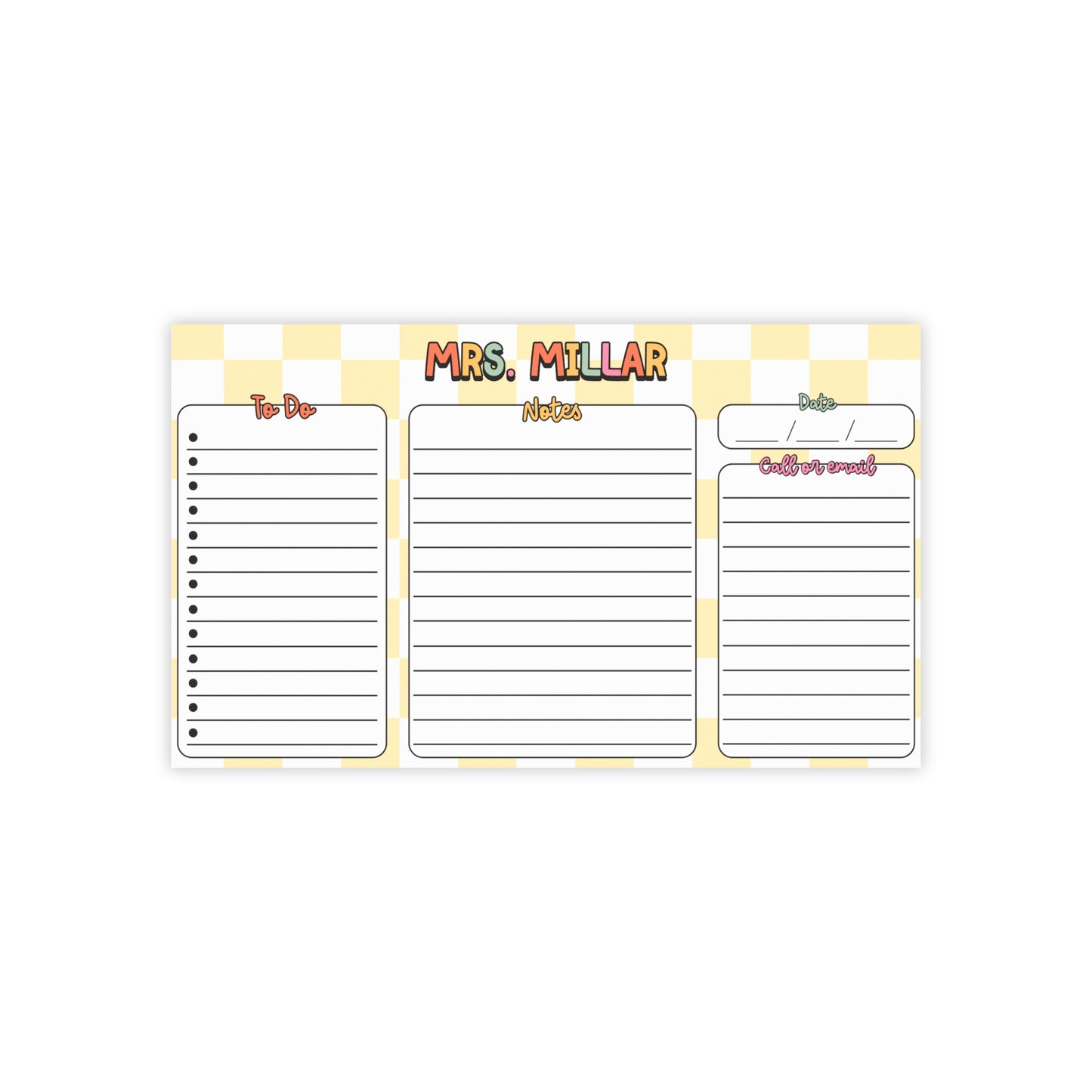 Personalized Retro Post-it® Note Pads, Bcba OT Teacher SLP PT to do list, Gift for teacher, custom post it notes