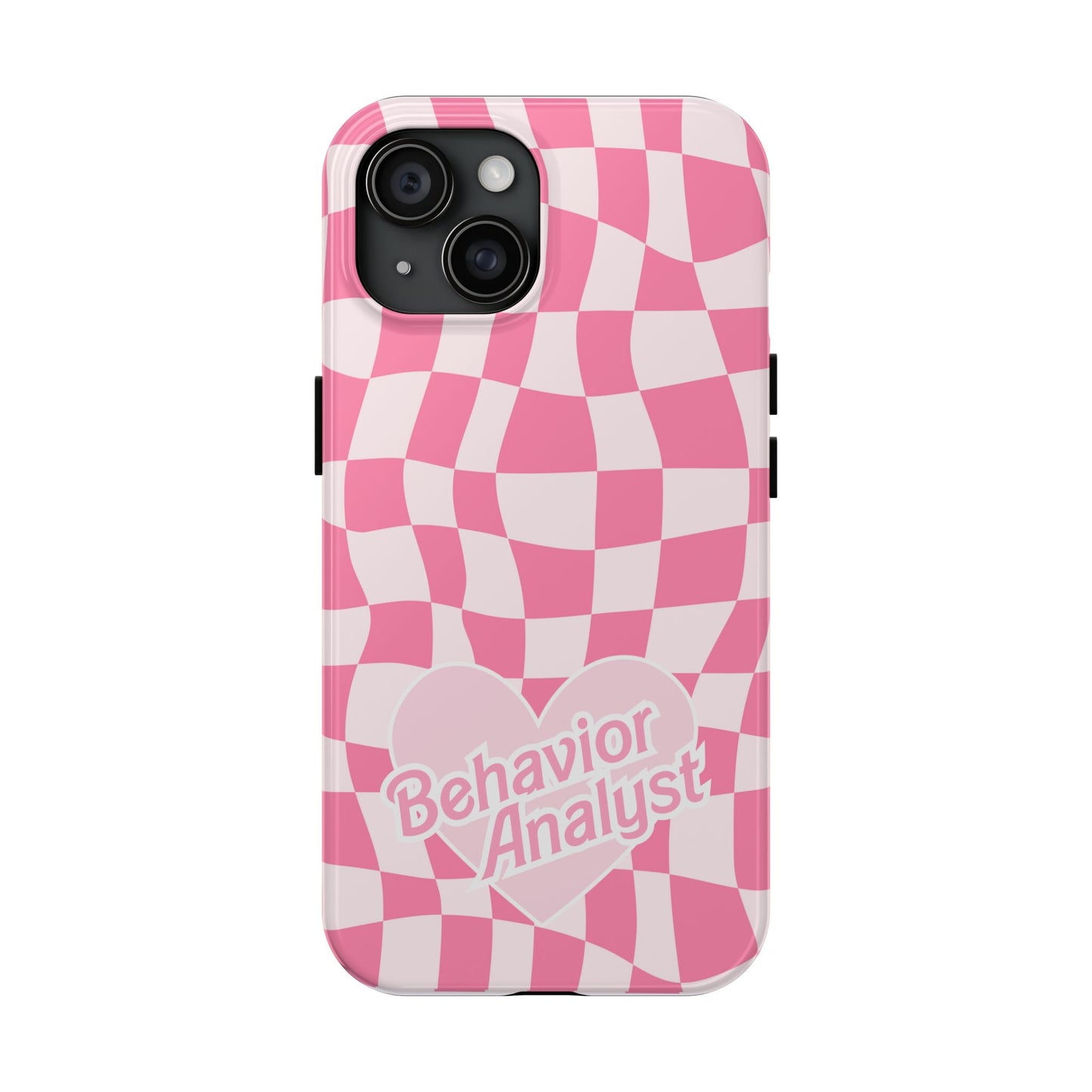 Pink Heart Doll Behavior Analyst Phone Case, Checkered Pink BCBA phone case, Gift for her, retro aba phone accessory