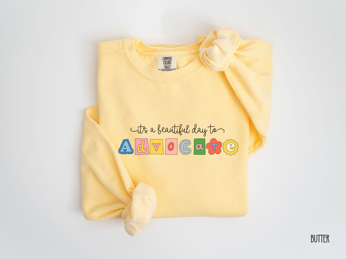 It's a Beautiful Day to Advocate Sweatshirt, Comfort Colors Advocacy Crewneck, inclusion and advocacy apparel, Special Education