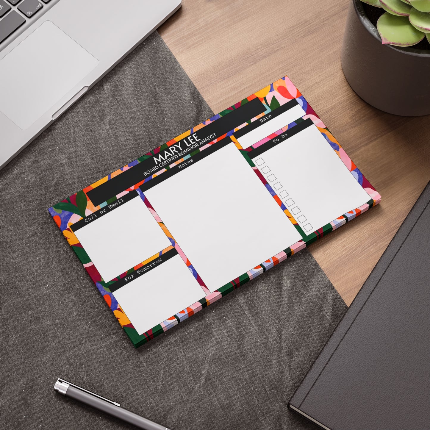 Personalized Floral Post-it® Note Pad, Sticky Notes for Teacher Counselor Therapist