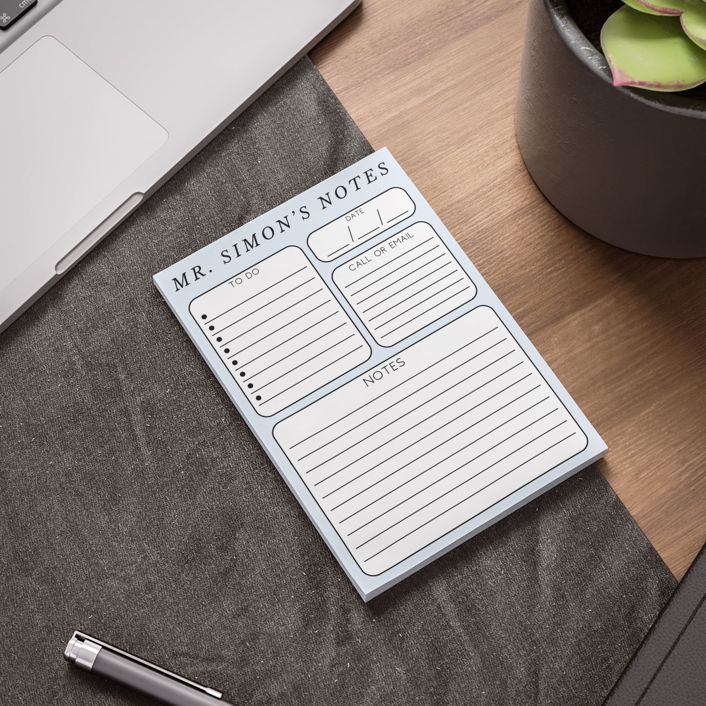 Personalized Minimalist Post-it® Note Pad, Gender Neutral Gift for Teacher Counselor Therapist