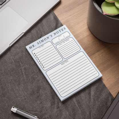 Personalized Minimalist Post-it® Note Pad, Gender Neutral Gift for Teacher Counselor Therapist
