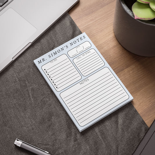 Personalized Minimalist Post-it® Note Pad, Gender Neutral Gift for Teacher Counselor Therapist