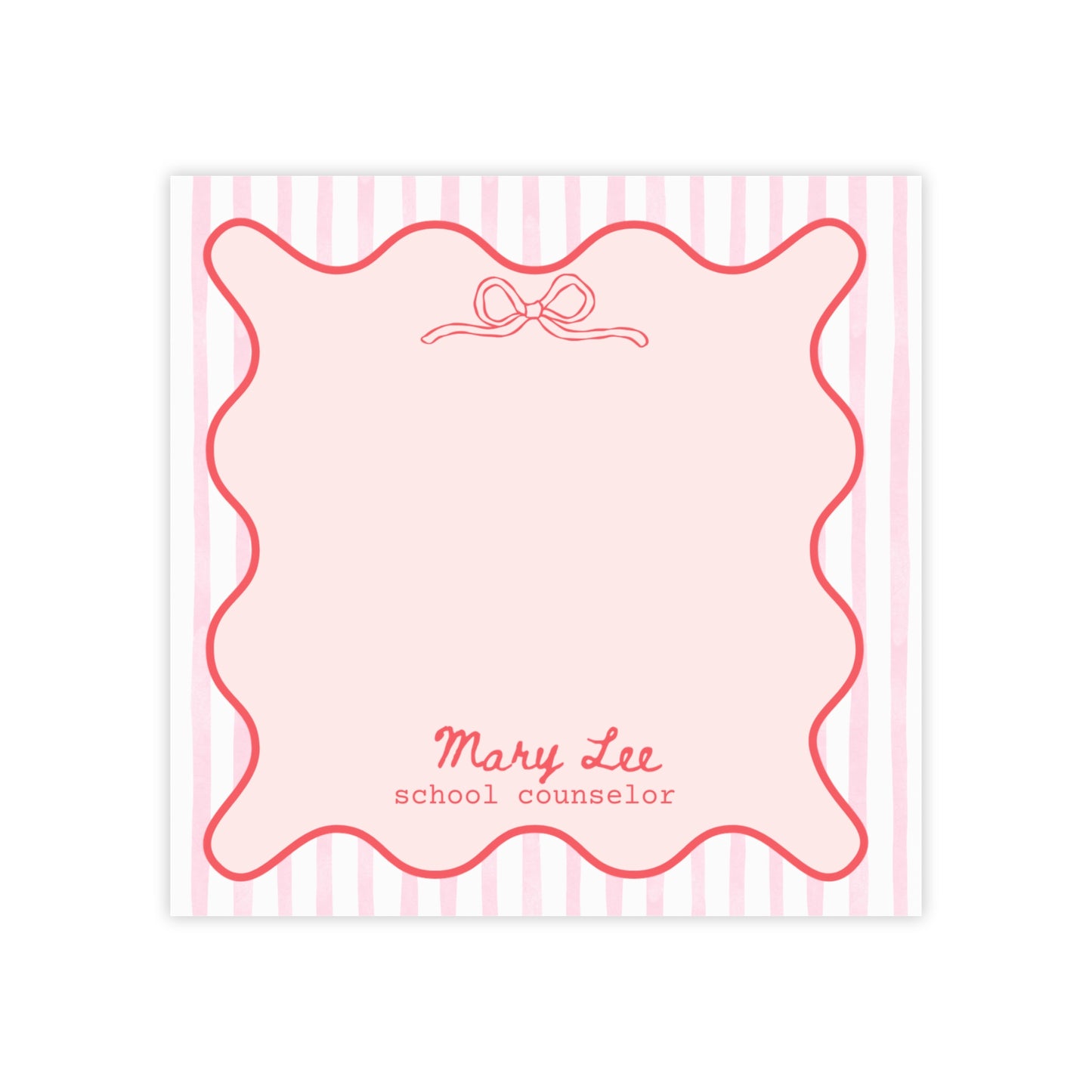 Personalized Post-it® Notes for Teacher, Counselor, Therapist, Custom Pink Bow Sticky Notes