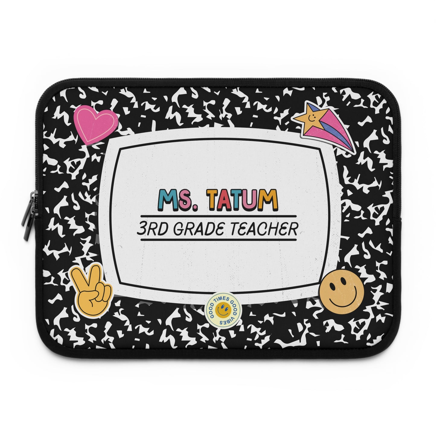Personalized Composition Style Laptop Sleeve, Tablet Case for Teachers / Students, Custom Name Laptop Bag, Gift for Teacher