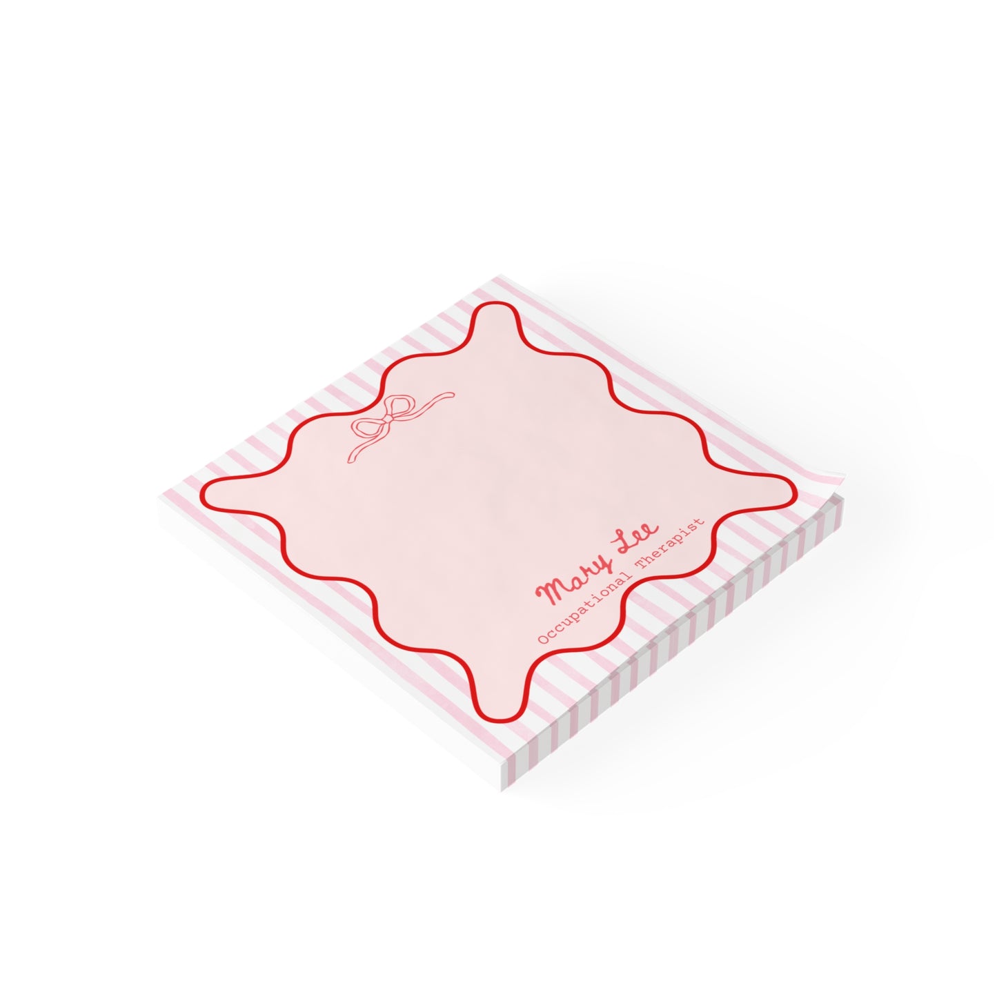 Personalized Occupational Therapist Post-it® Notes, Pink Bow OT Name Sticky Notes, Gift for Ot Ota