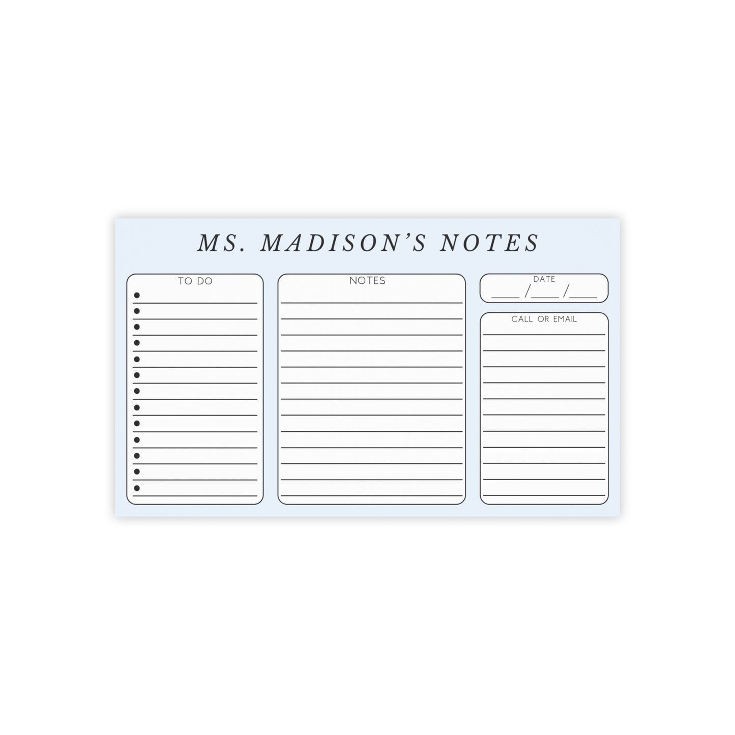 Personalized Minimalist Post-it® Note Pad, Gender Neutral Gift for Teacher Counselor Therapist