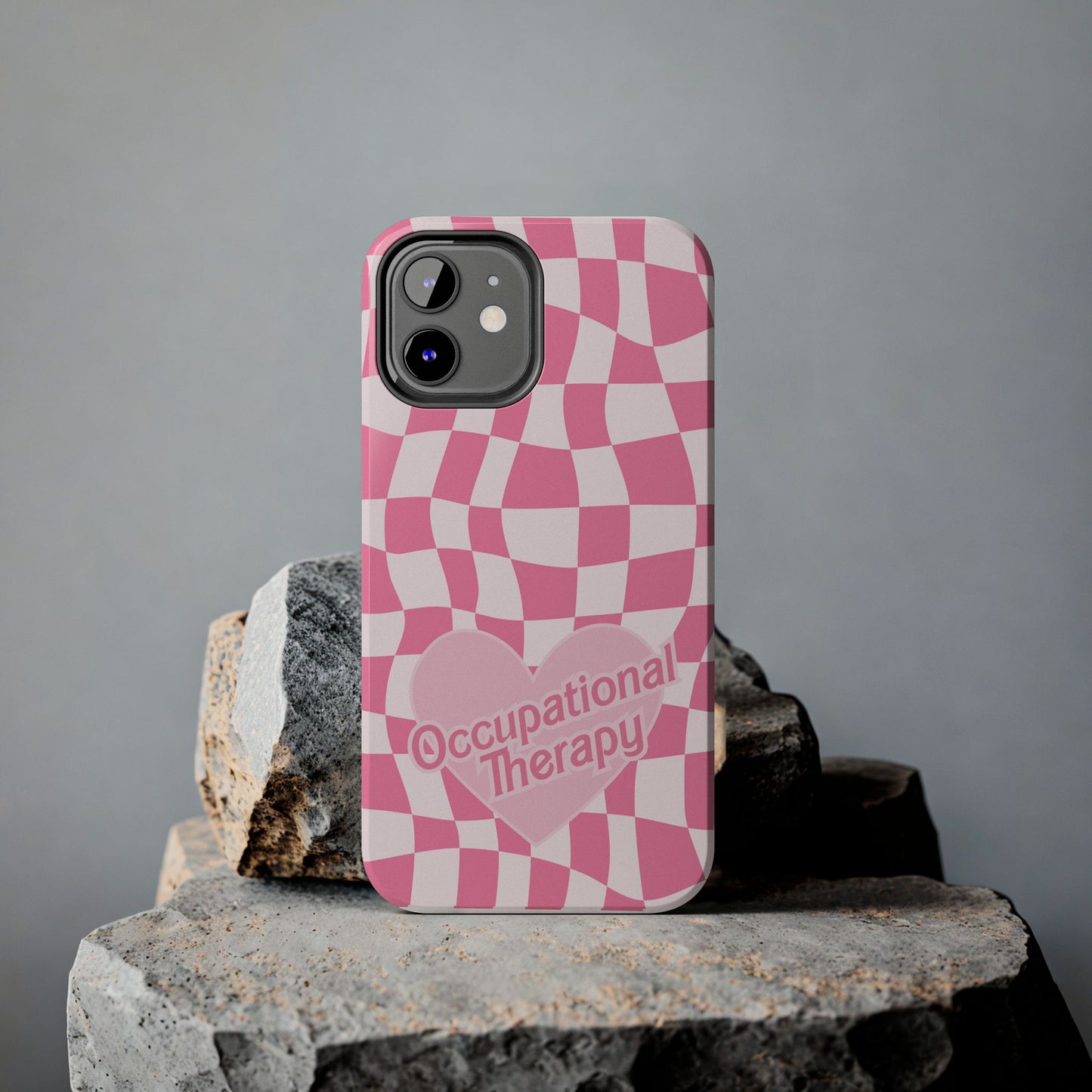 Pink Heart Doll Occupational Therapist Phone Case, Checkered Pink OT OTA phone case, Gift for her, retro occupational therapy