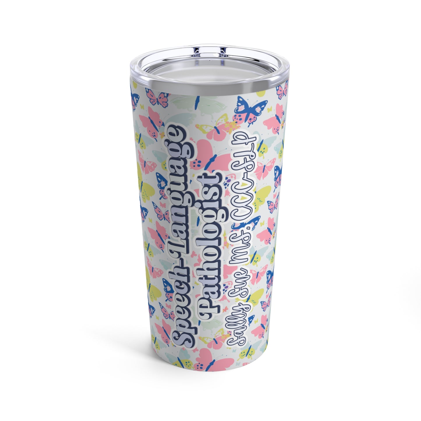 Personalized Speech Therapist Tumbler, Gift for Speech Therapist, SLP butterfly coffee cup, Tumbler 20oz