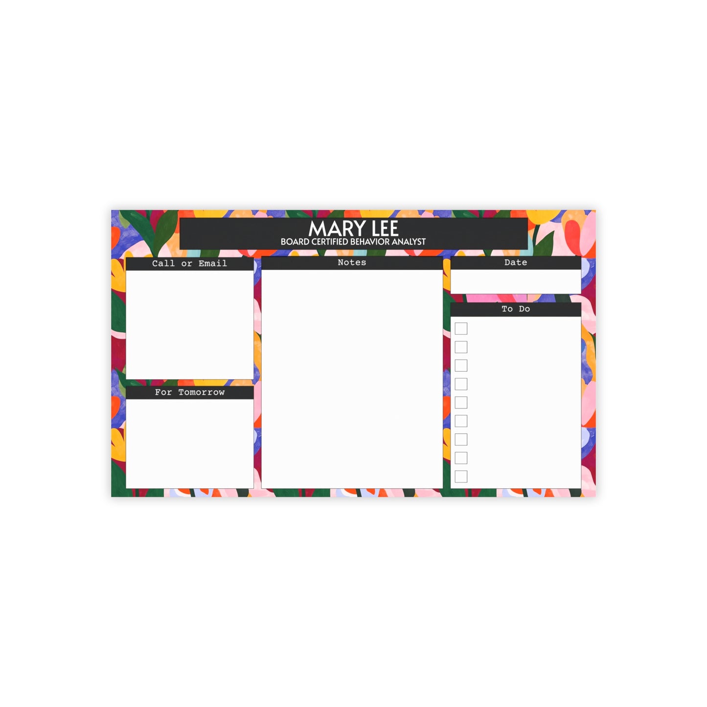 Personalized Floral Post-it® Note Pad, Sticky Notes for Teacher Counselor Therapist