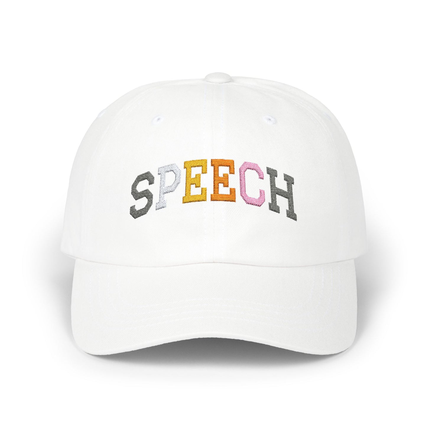 Embroidered Varsity Speech Therapy Cap, Speech therapist Hat, SLP SLPA Baseball Cap, Gift for speech language pathologist