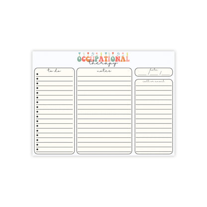 Floral Occupational Therapy Sticky Note Pads, Occupational Therapist to do list, Gift for OT OTA