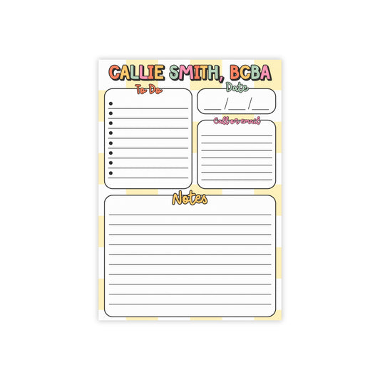 Personalized Retro Post-it® Note Pads, Bcba OT Teacher SLP PT to do list, Gift for teacher, custom post it notes