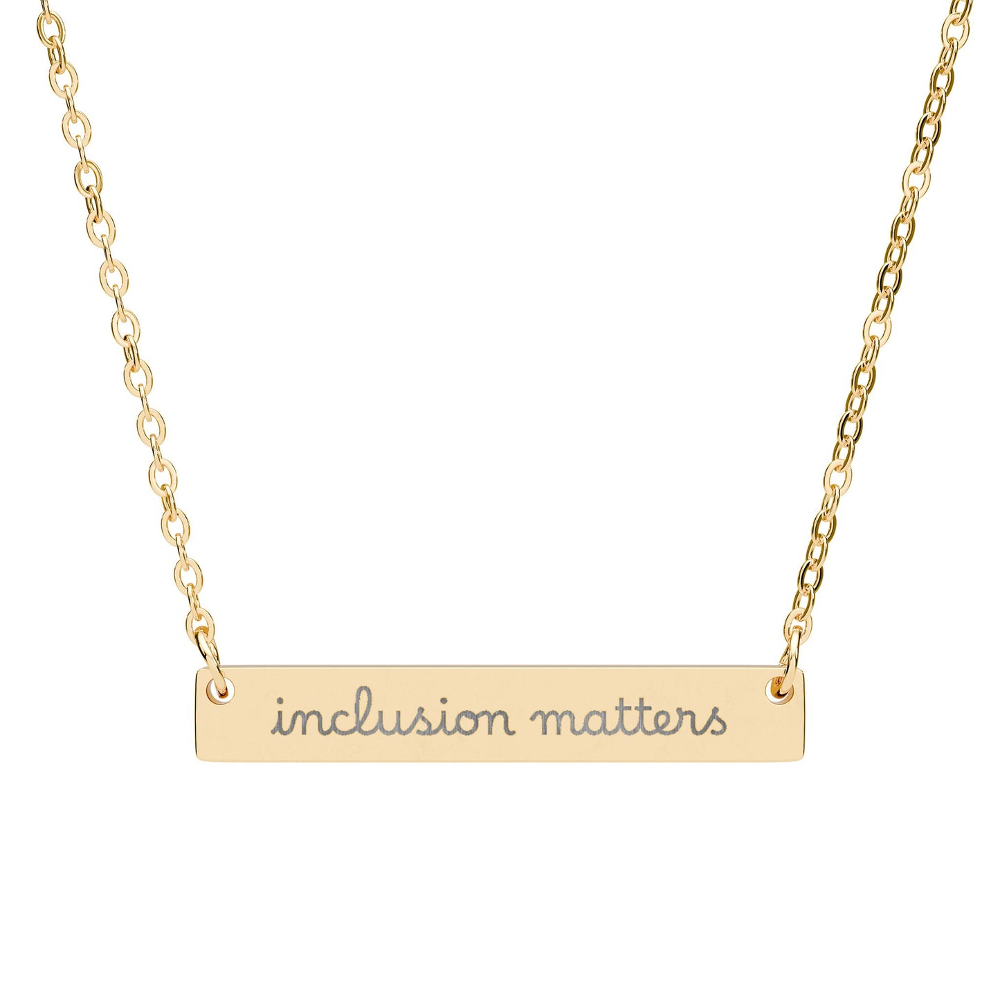 Inclusion Matters Pendant - Engraved Bar Necklace, Unisex Jewelry for Support and Inclusion, Minimalist Design