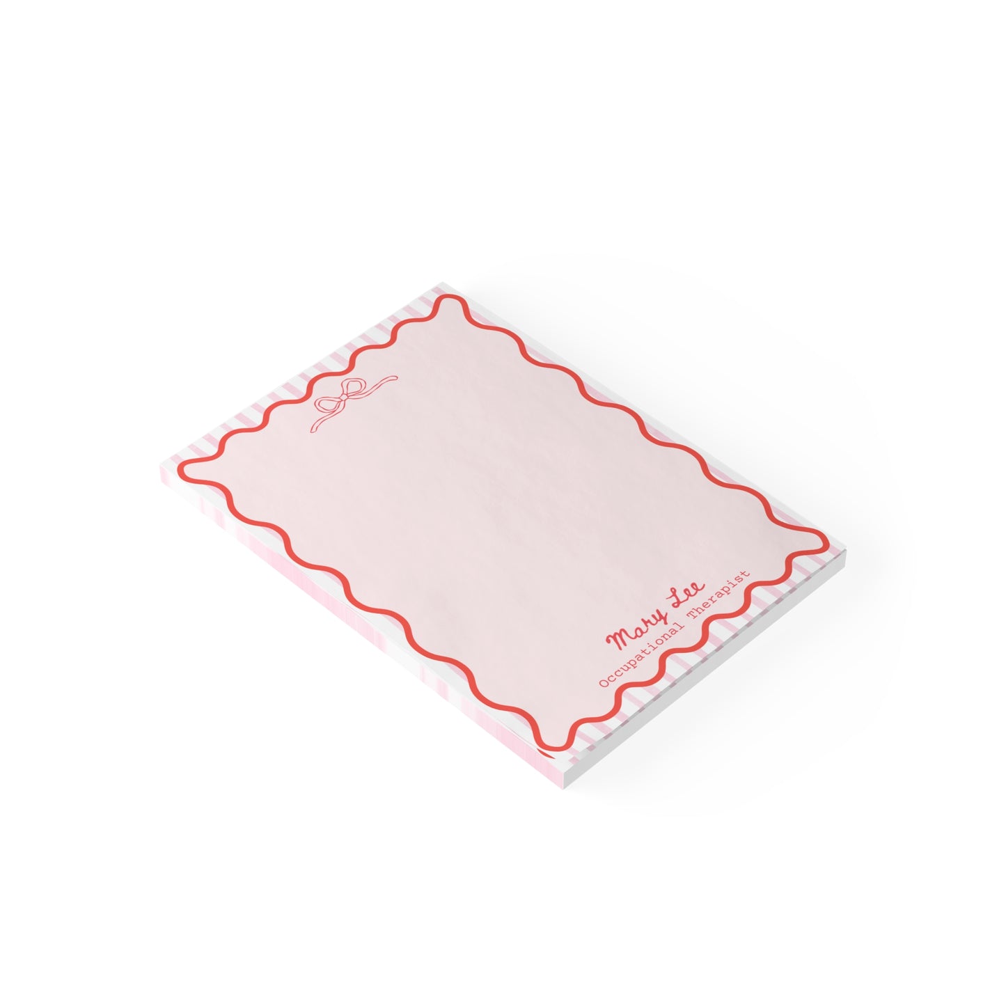 Personalized Occupational Therapist Post-it® Notes, Pink Bow OT Name Sticky Notes, Gift for Ot Ota