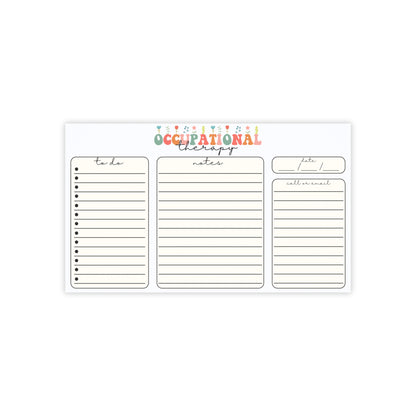 Floral Occupational Therapy Sticky Note Pads, Occupational Therapist to do list, Gift for OT OTA
