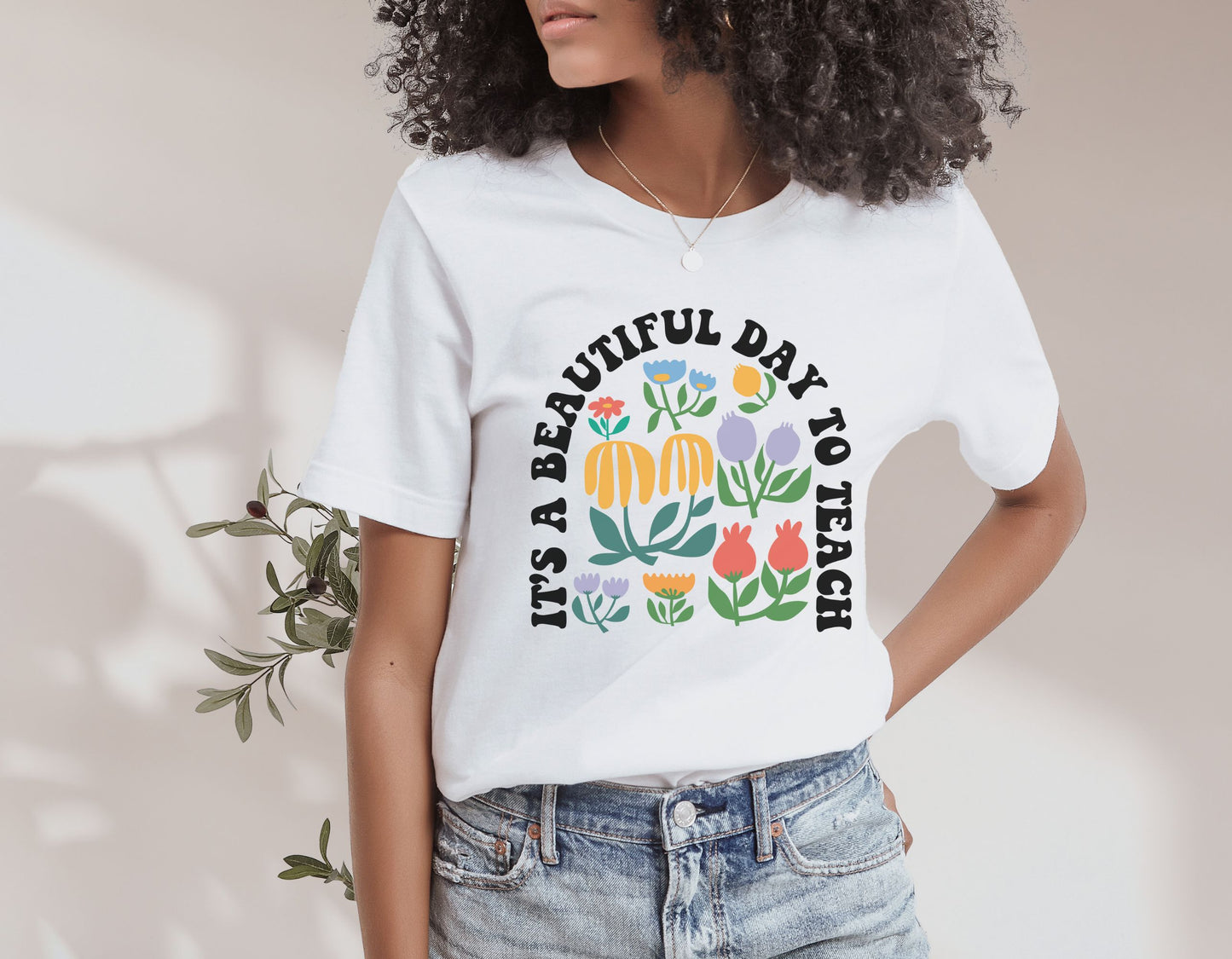 Retro Teacher Shirt, It's a beautiful day to teach, Floral teacher apparel, gift for teacher