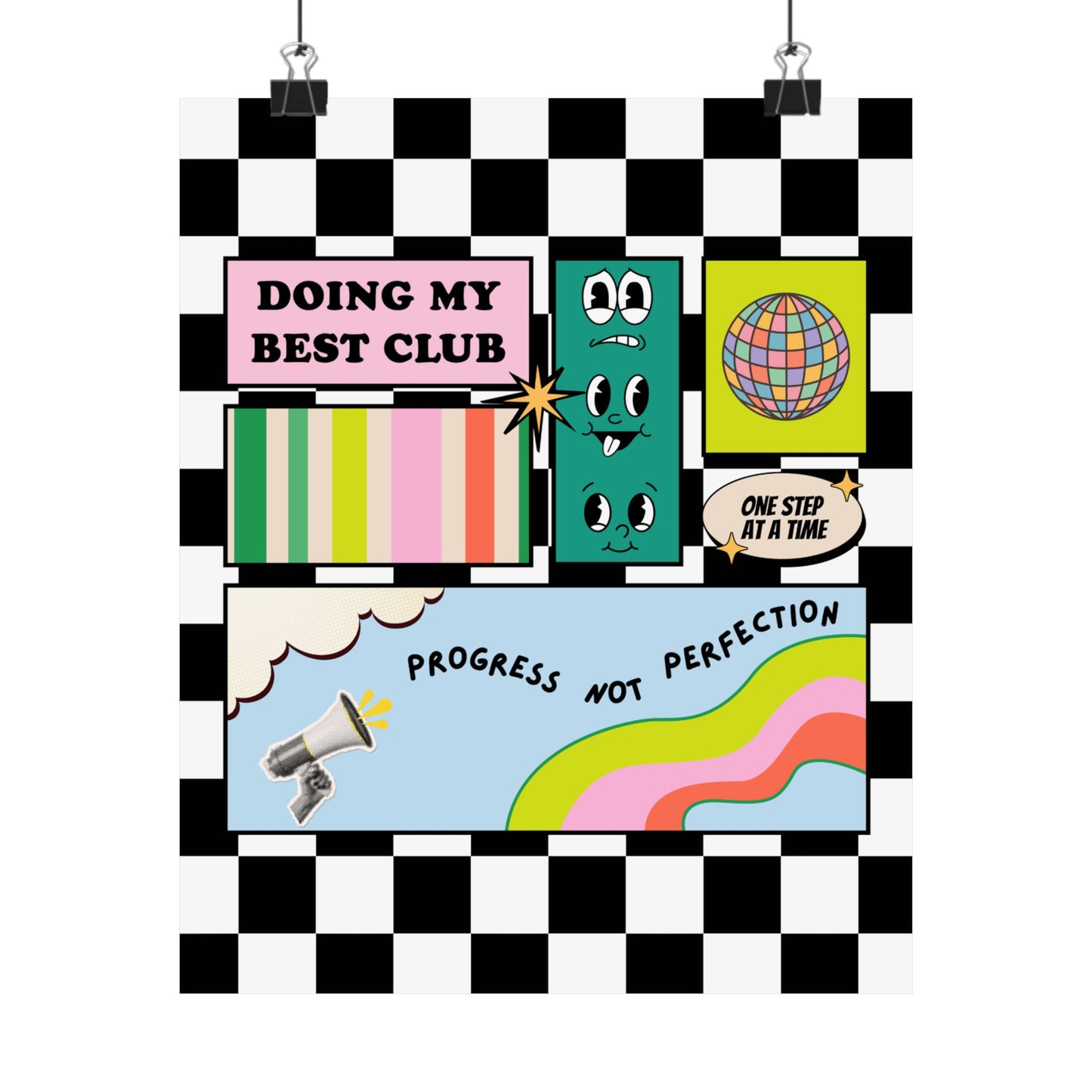 Doing My Best Club Poster, Progress Over Perfection Wall Art, Motivational Classroom Poster, Self Growth Wall Print