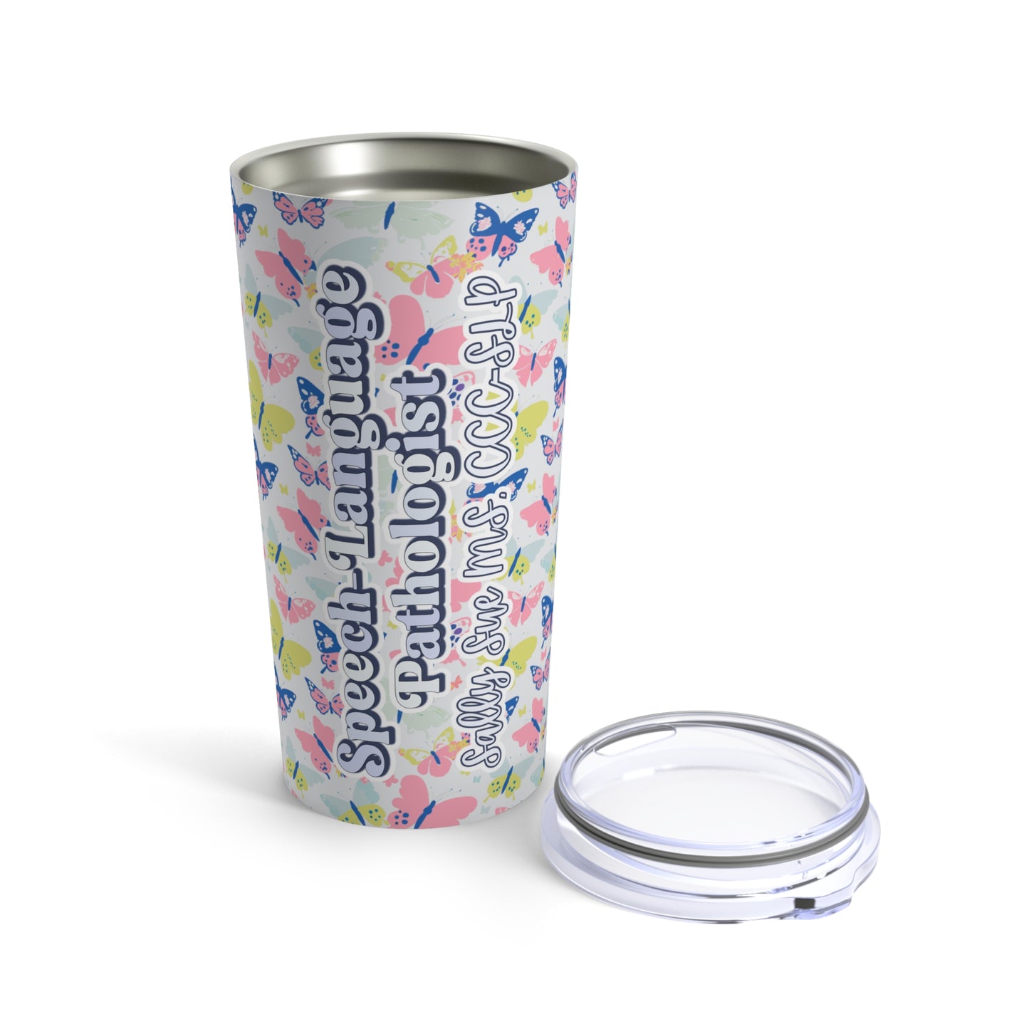 Personalized Speech Therapist Tumbler, Gift for Speech Therapist, SLP butterfly coffee cup, Tumbler 20oz