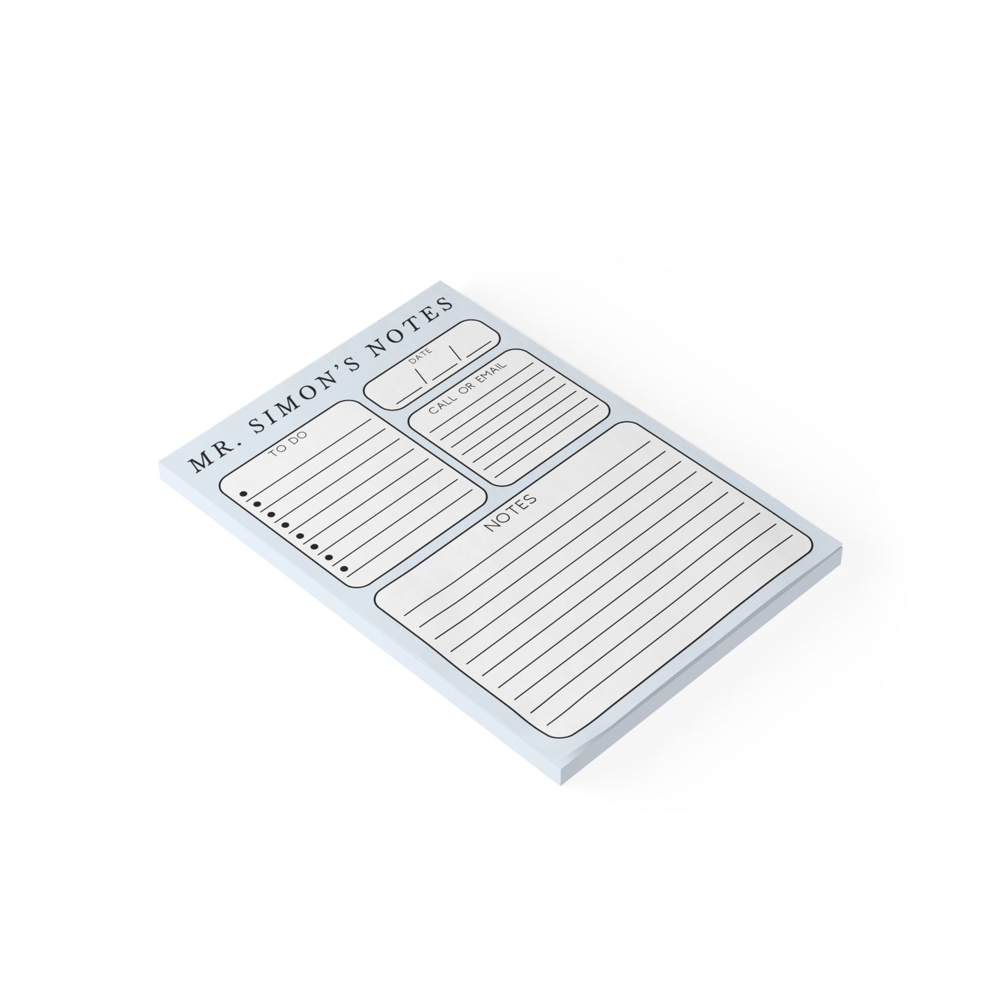 Personalized Minimalist Post-it® Note Pad, Gender Neutral Gift for Teacher Counselor Therapist