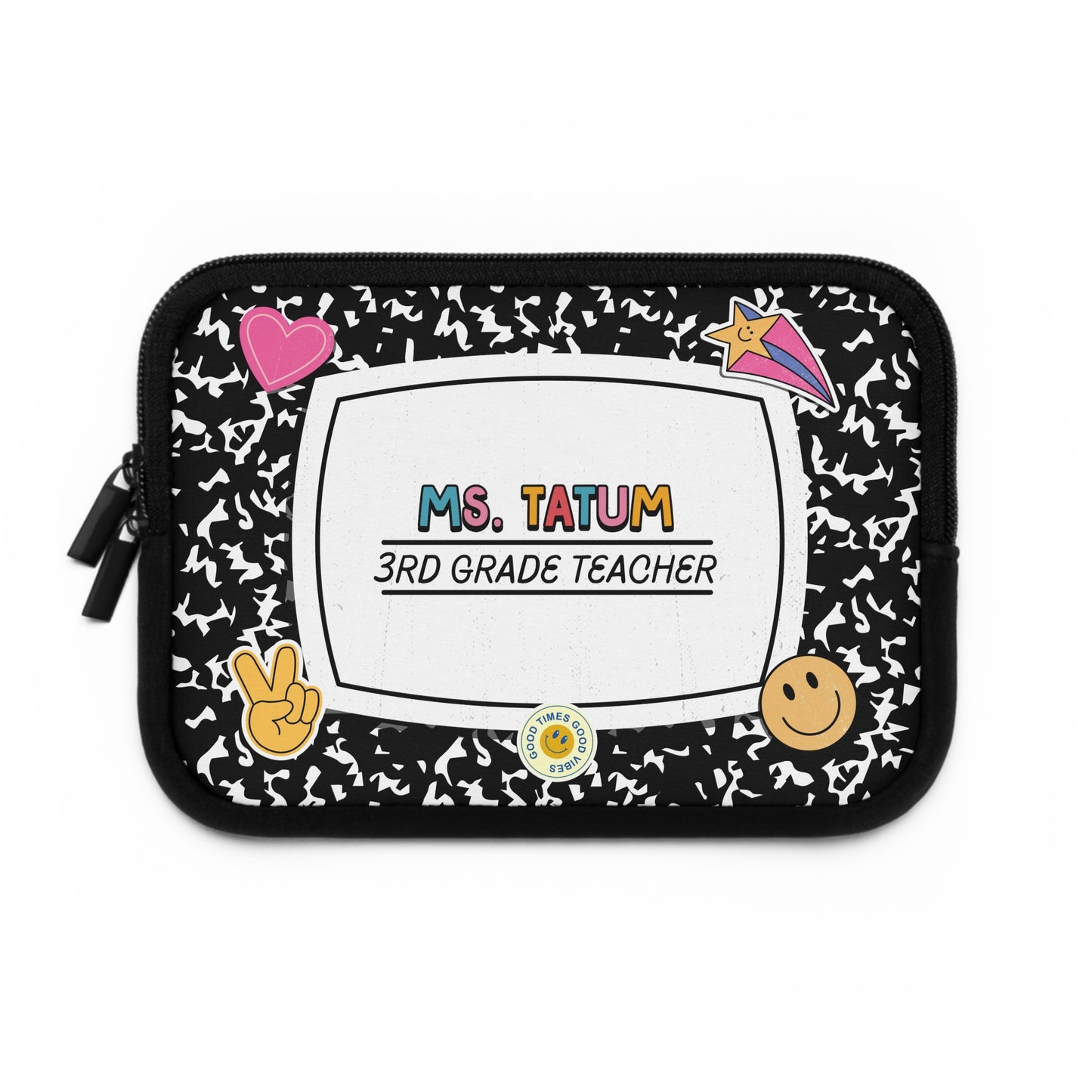 Personalized Composition Style Laptop Sleeve, Tablet Case for Teachers / Students, Custom Name Laptop Bag, Gift for Teacher
