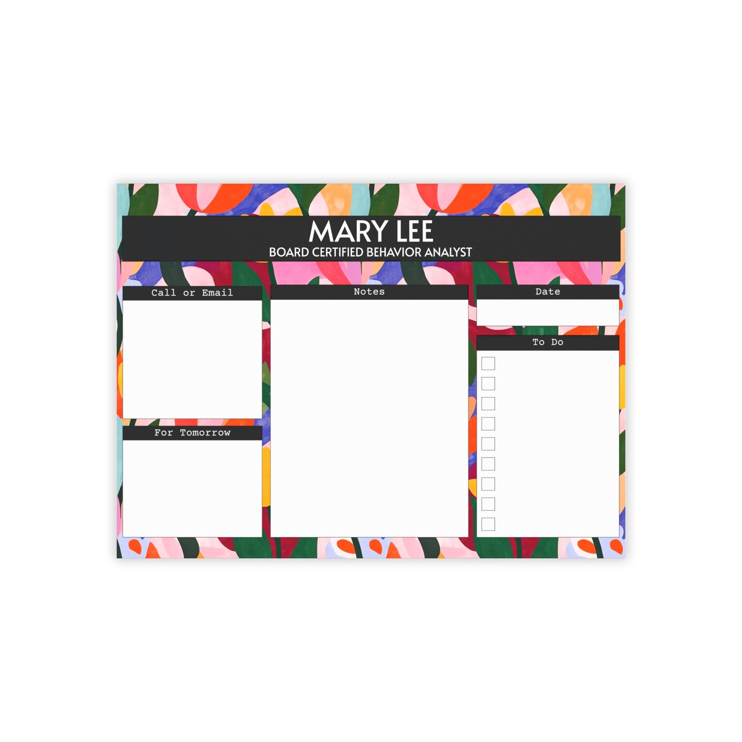 Personalized Floral Post-it® Note Pad, Sticky Notes for Teacher Counselor Therapist