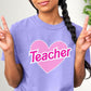 Retro Teacher Shirt, Doll themed Teach t shirt, Pink heart teach Apparel, Unisex Comfort Colors