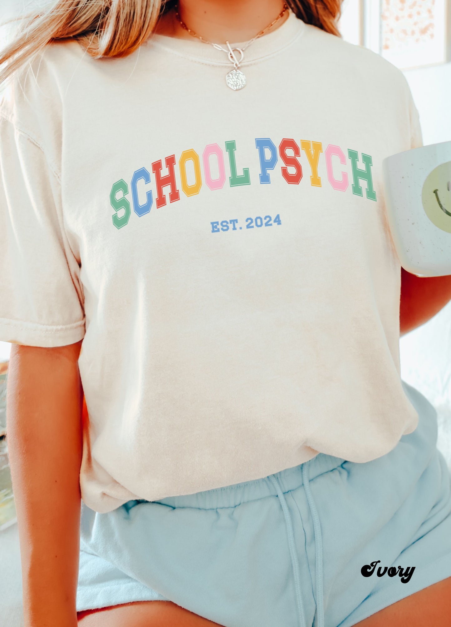 School Psychologist Varsity EST T Shirt, Personalized School Psych tee, cute school psych apparel, custom gift school psychologist