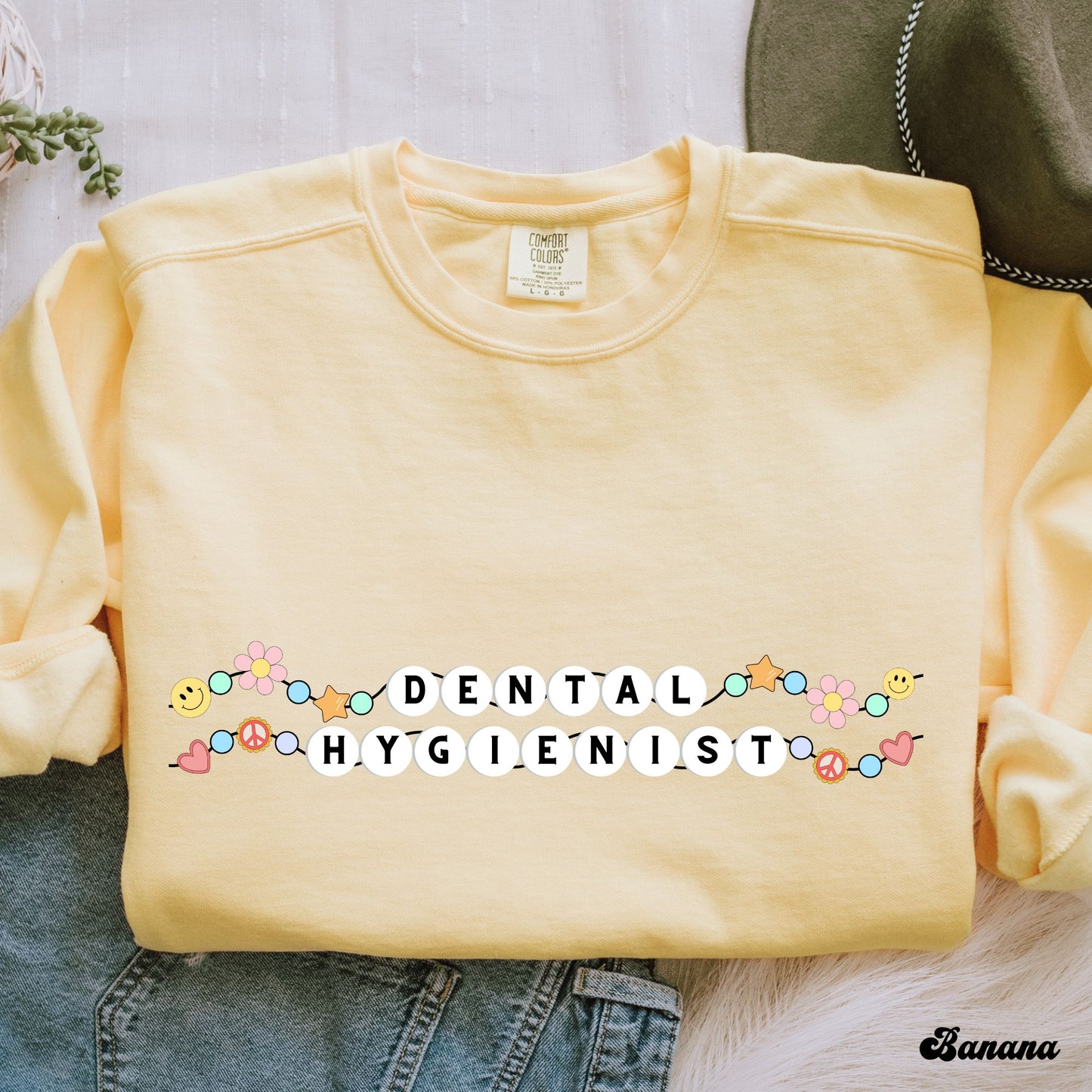 Comfort Colors Dental Hygienist Friendship Bracelet Sweatshirt, Dental Hygienist crewneck, gift for Dental Hygienist