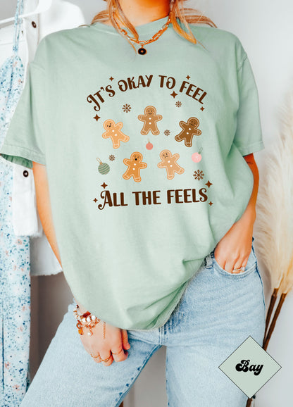 Christmas ABA shirt, Holiday Special Education School Counselor tee, Its okay to feel all the feels, Unisex Comfort Colors 1717